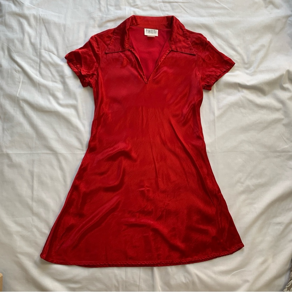 Ruby red silky mini dress